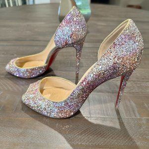 Christian Louboutin Glitter Demi You 100 Pumps Rosette Gold EU 39, US 8.5